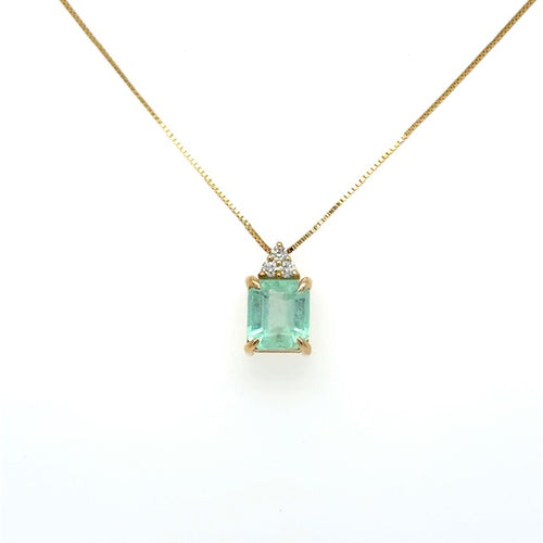 9K Gold 1.88ct Colombian Emerald Pendant Necklace