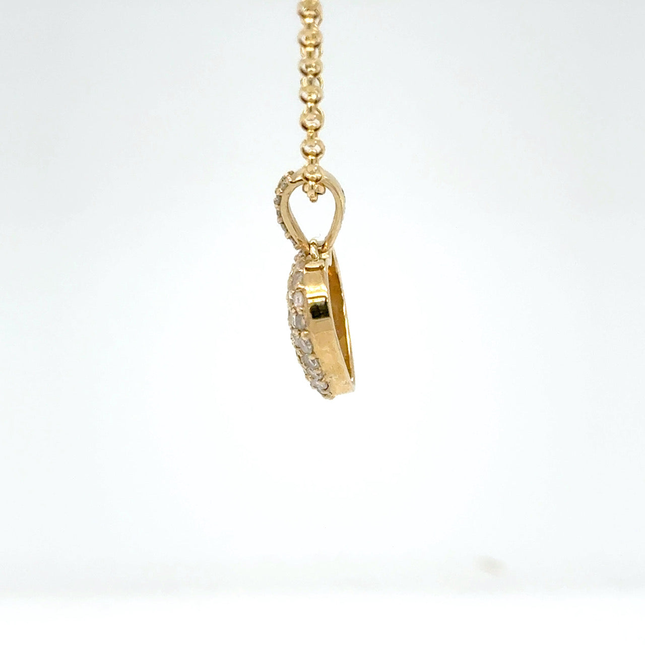 9k yellow gold small heart diamond pendant necklace