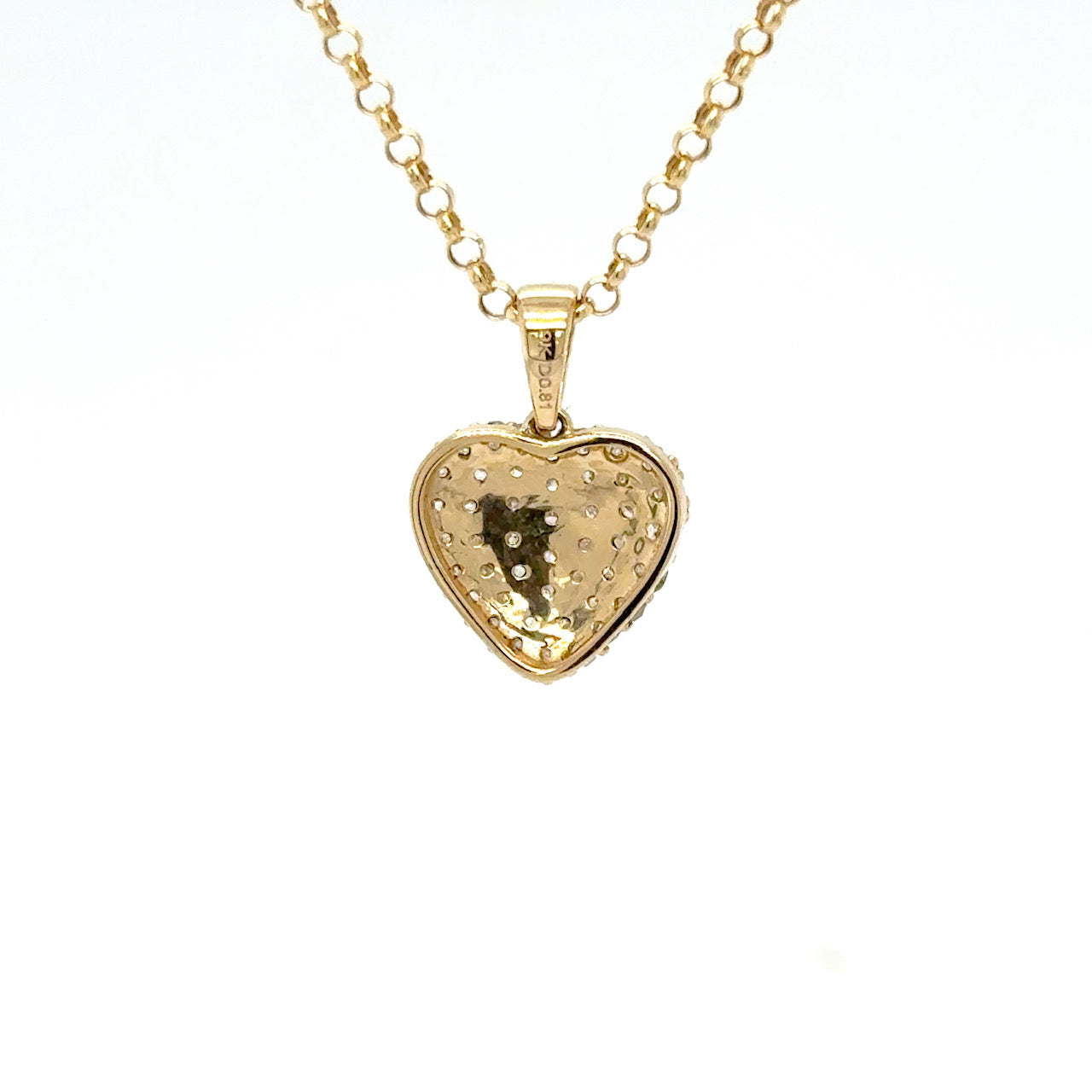 9k yellow gold small heart diamond pendant necklace