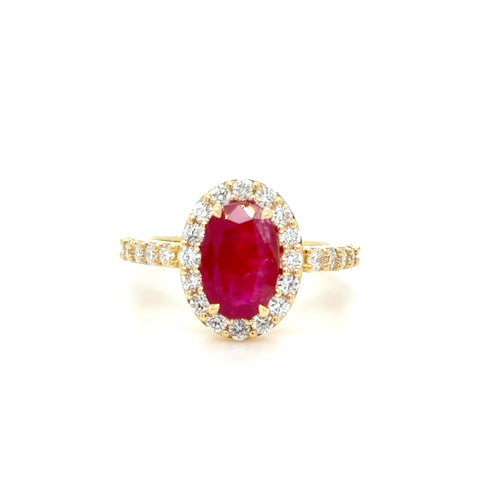 18k gold Oval mixed cut Ruby & diamond ring