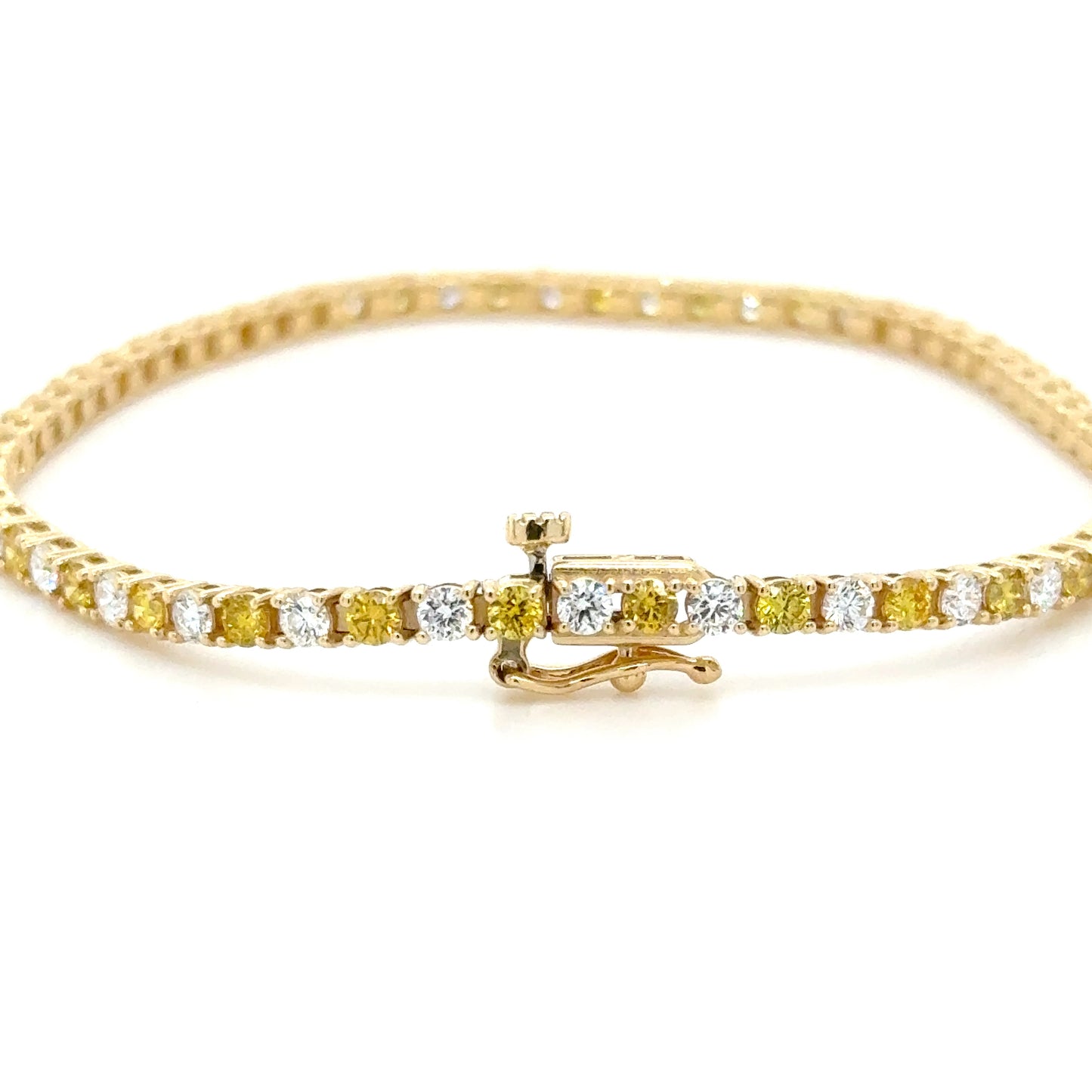 18k gold Yellow & white diamond tennis bracelet