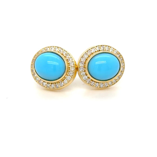 18k Gold Turquoise & diamond Earrings