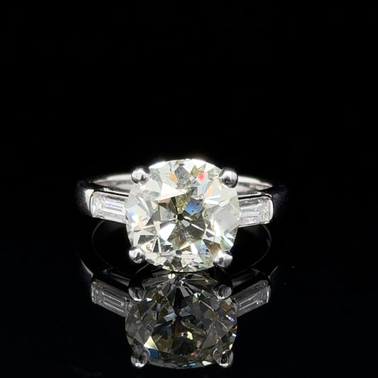 5 Carat Old Mine Cut Diamond Ring in 18K white Gold alternate view