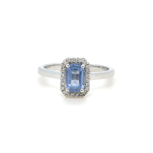 18K Gold Blue sapphire & diamond ring