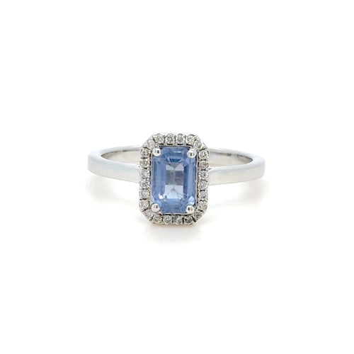 18K Gold Blue sapphire & diamond ring