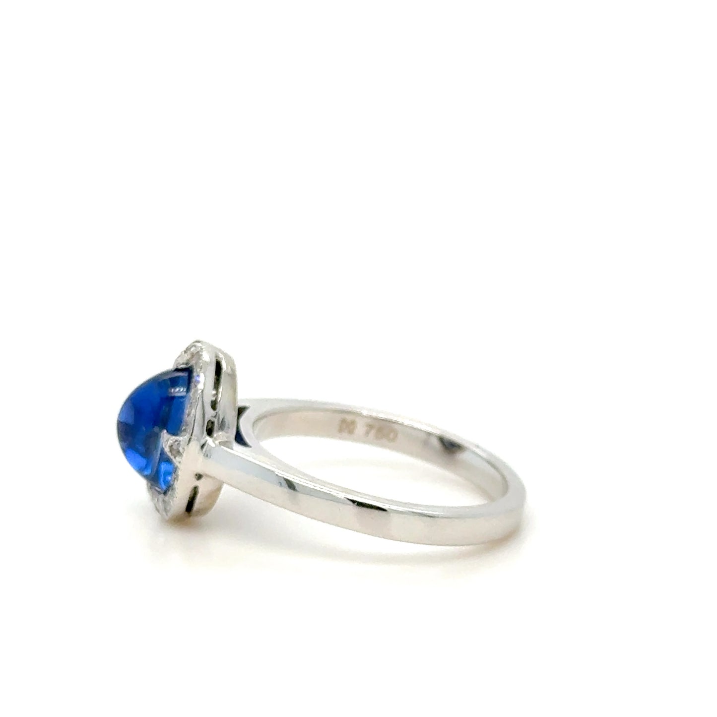 18K Gold Ceylon Cabochon Sapphire & Diamond Ring
