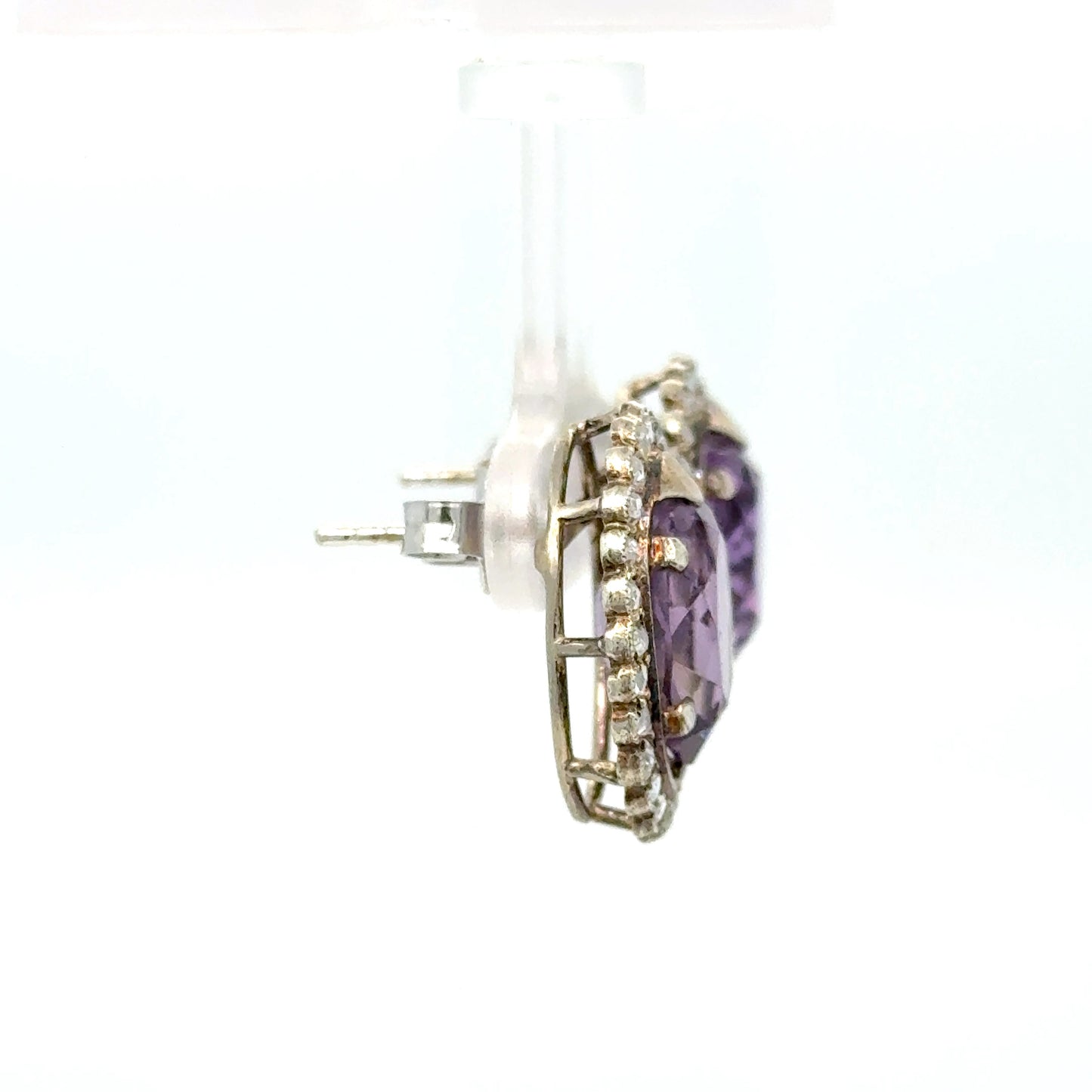 18K Gold Amethyst & Diamond Earrings