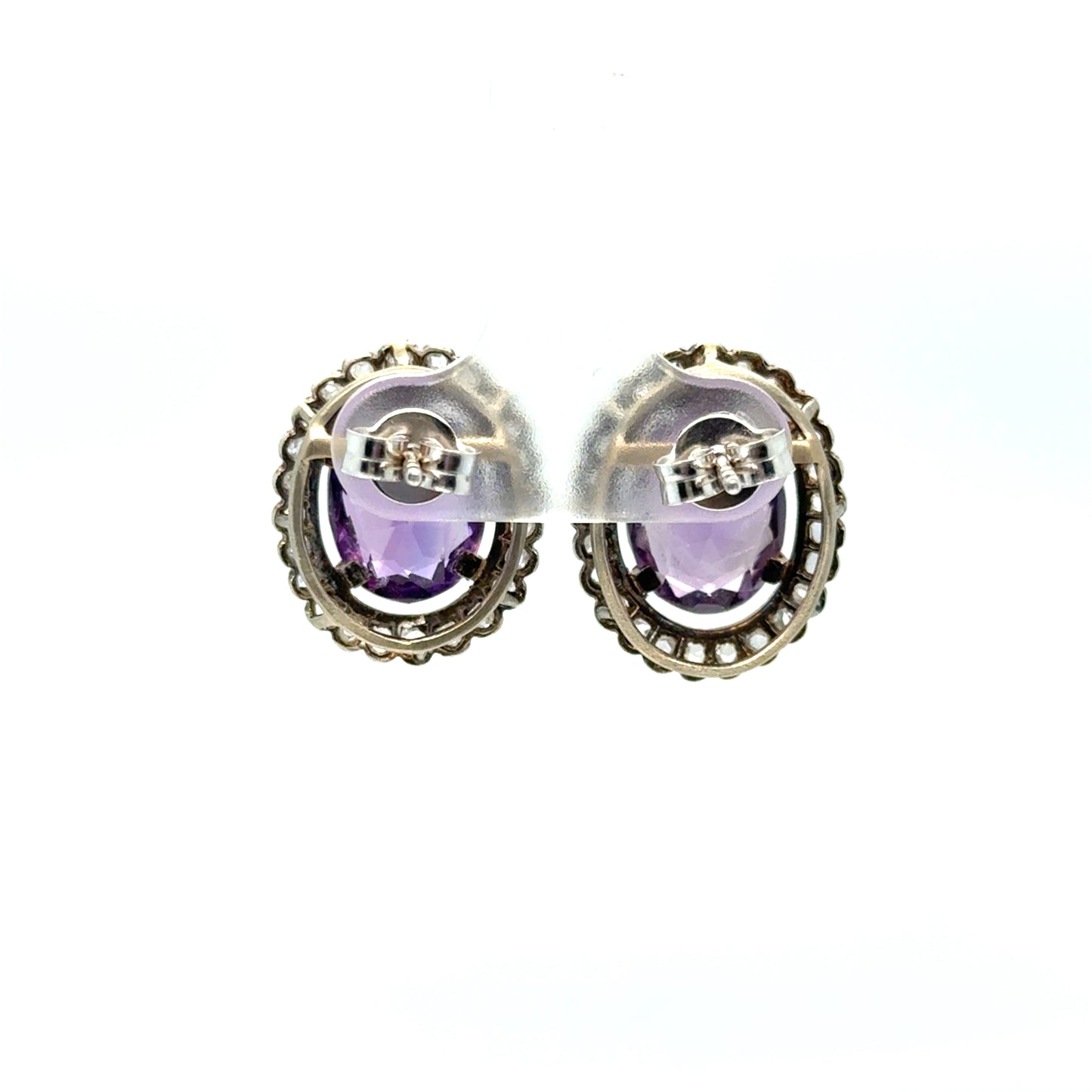 18K Gold Amethyst & Diamond Earrings
