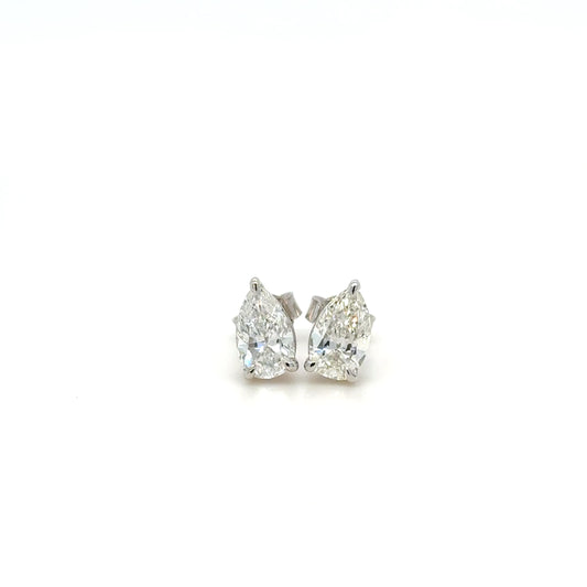 1.45 Carat Pear Shape Diamond Stud Earrings in 18K White Gold alternate view