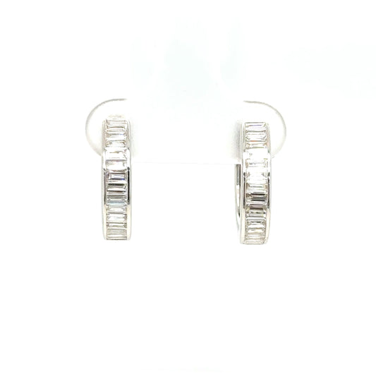 Baguette Diamond Earrings in 18K White Gold alternate view