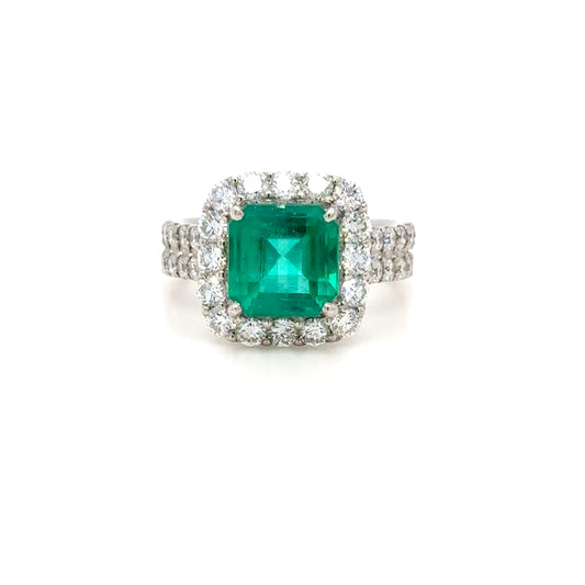 3.03 Carat GRS Certified Colombian Emerald & Diamond Ring in Platinum – Mariposa Emerald alternate view