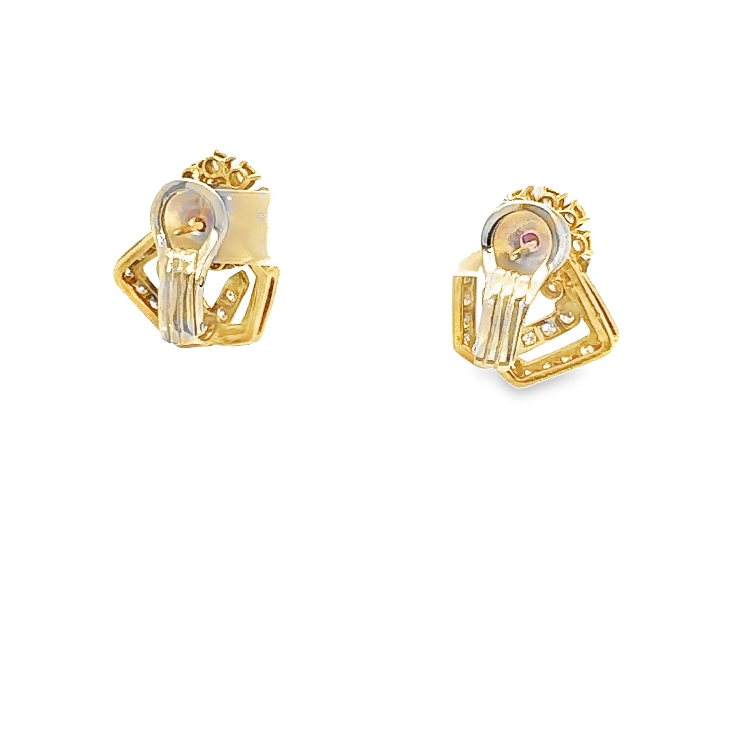 Cushion ruby & diamond cluster earrings