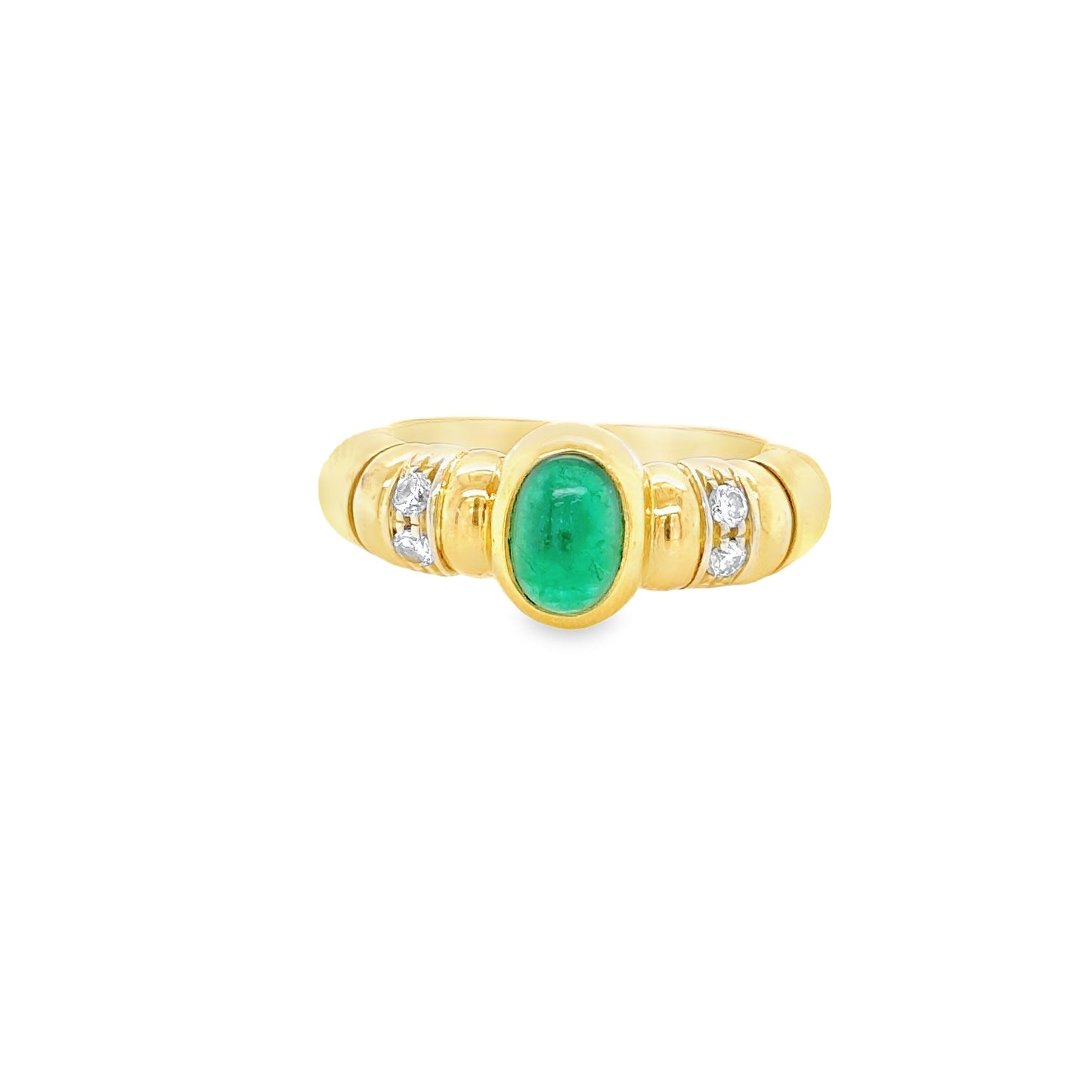 Cabochon Emerald and diamond ring