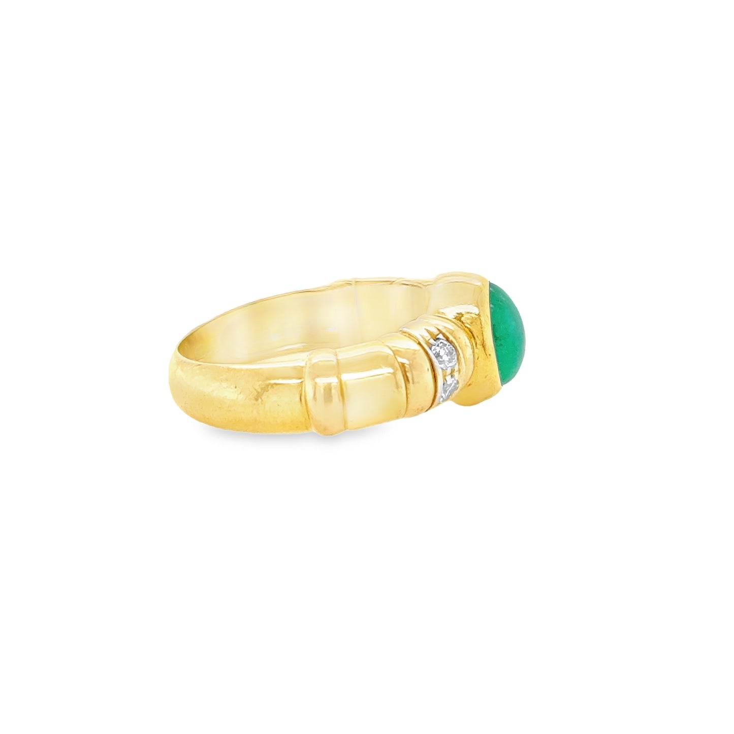 Cabochon Emerald and diamond ring