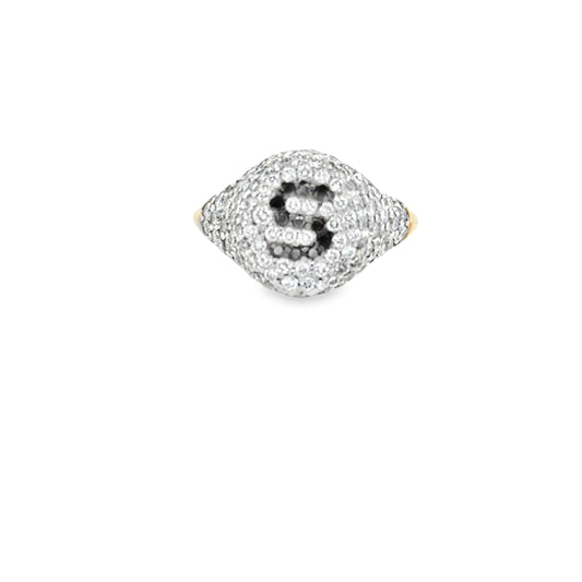 Black & White Diamond āSā Initial Ring in 9K Yellow Gold alternate view