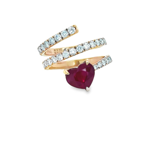 Ruby Stacked Spiral Heart Ring