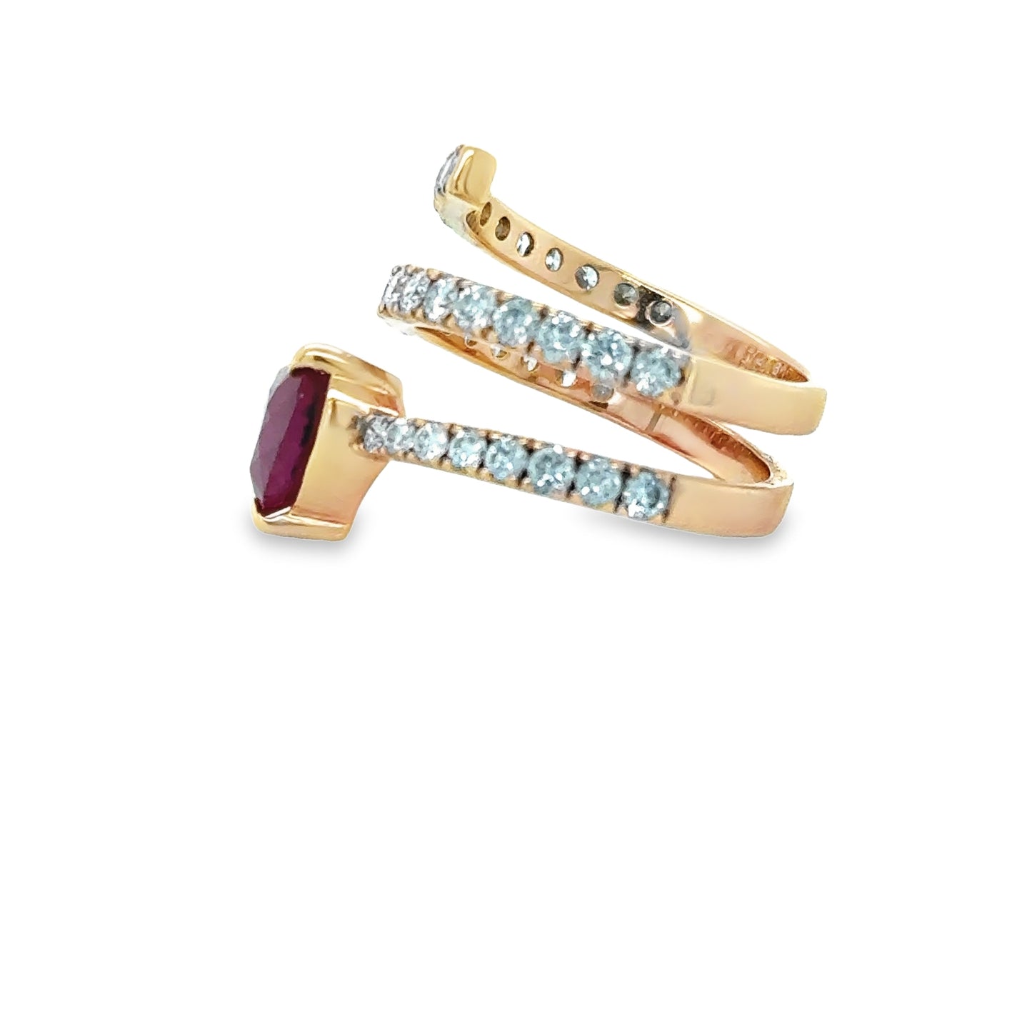 Heart Ruby Stacked Spiral Ring