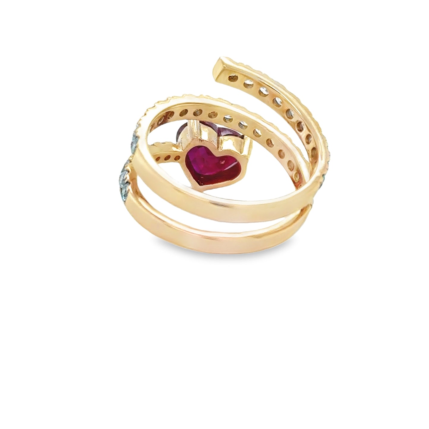 Heart Ruby Stacked Spiral Ring