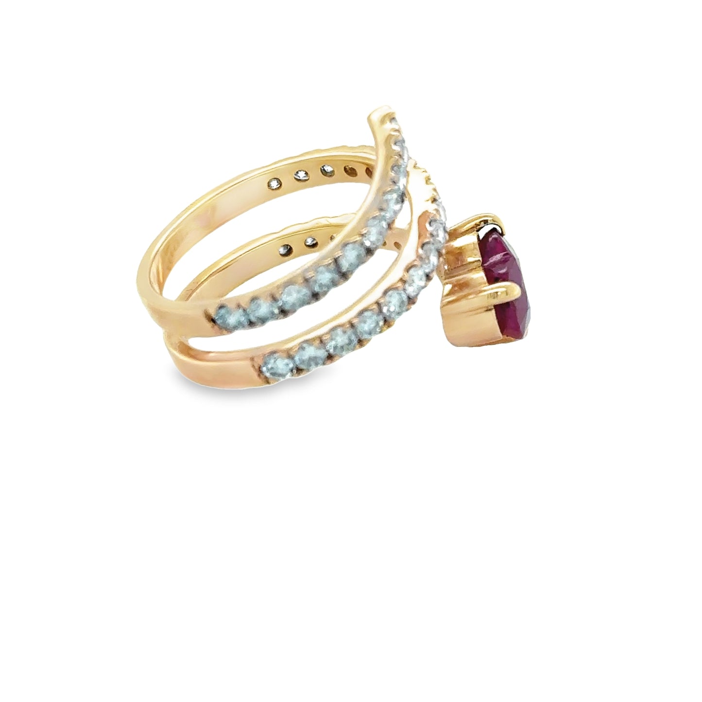 Heart Ruby Stacked Spiral Ring