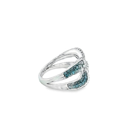 Blue & White diamond ring