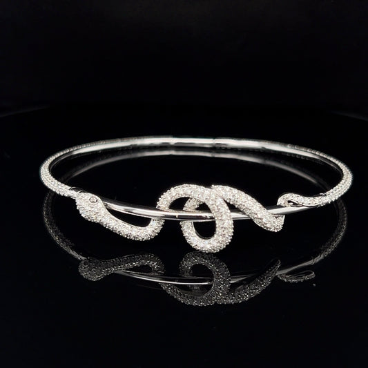Diamond Snake Bangle Bracelet 18K White Gold alternate view