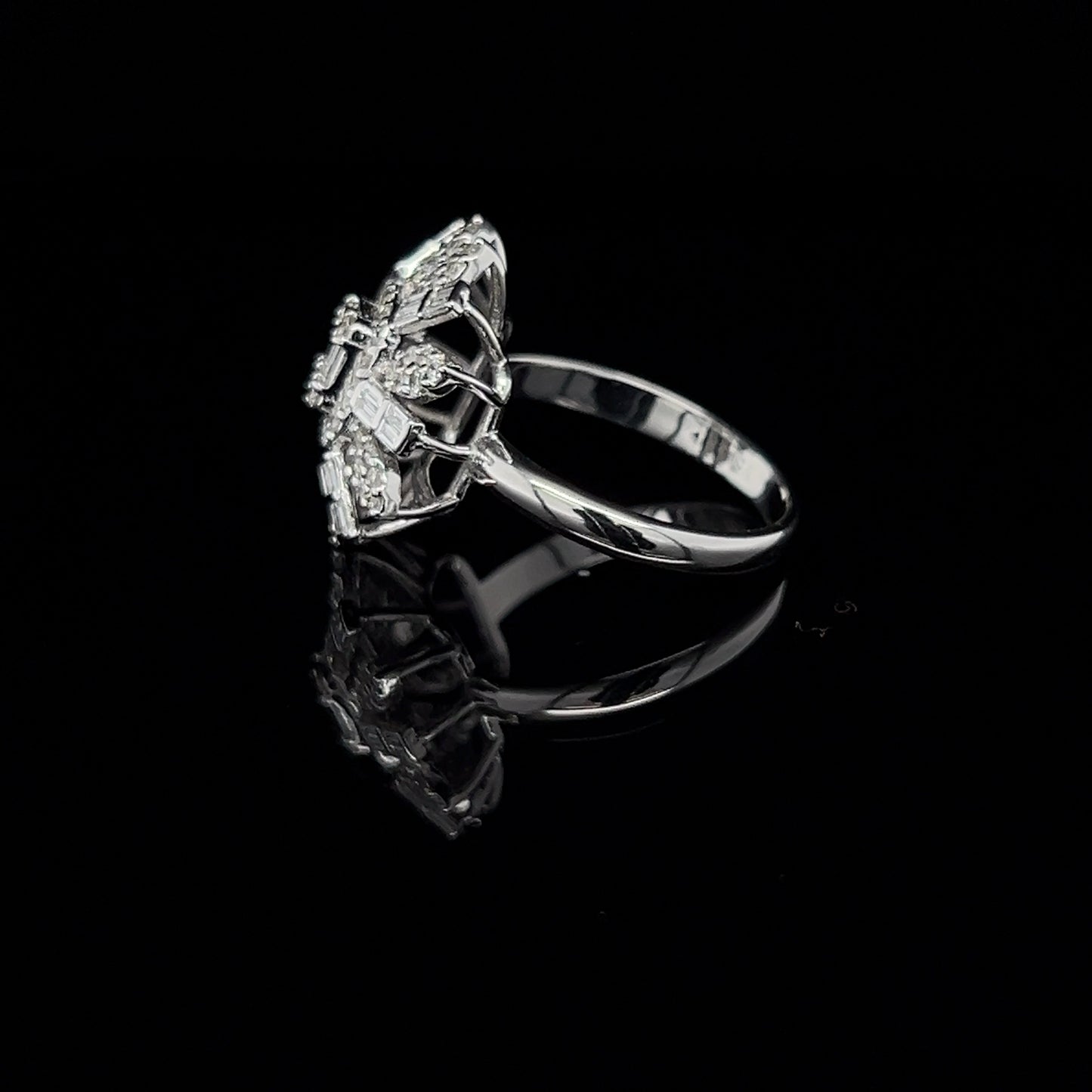 Floral diamond cluster ring