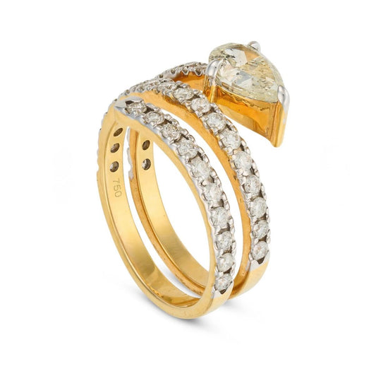 1.13ct Pear Shape Diamond Spiral Ring 18K Yellow Gold alternate view