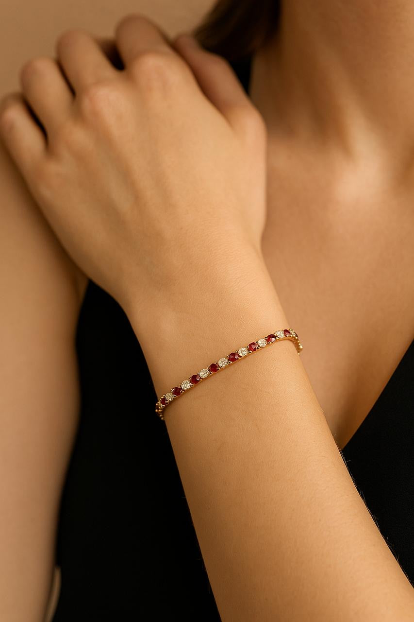 4 carat Ruby & diamond tennis bracelet