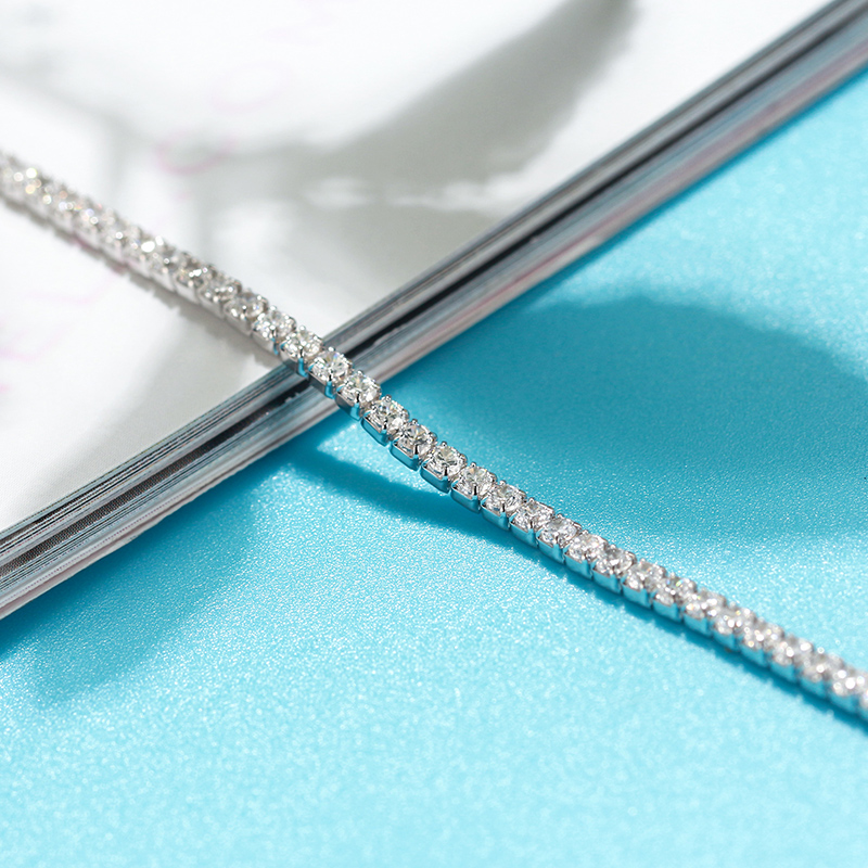 Diamond Brilliant Silver Anklet Bracelet