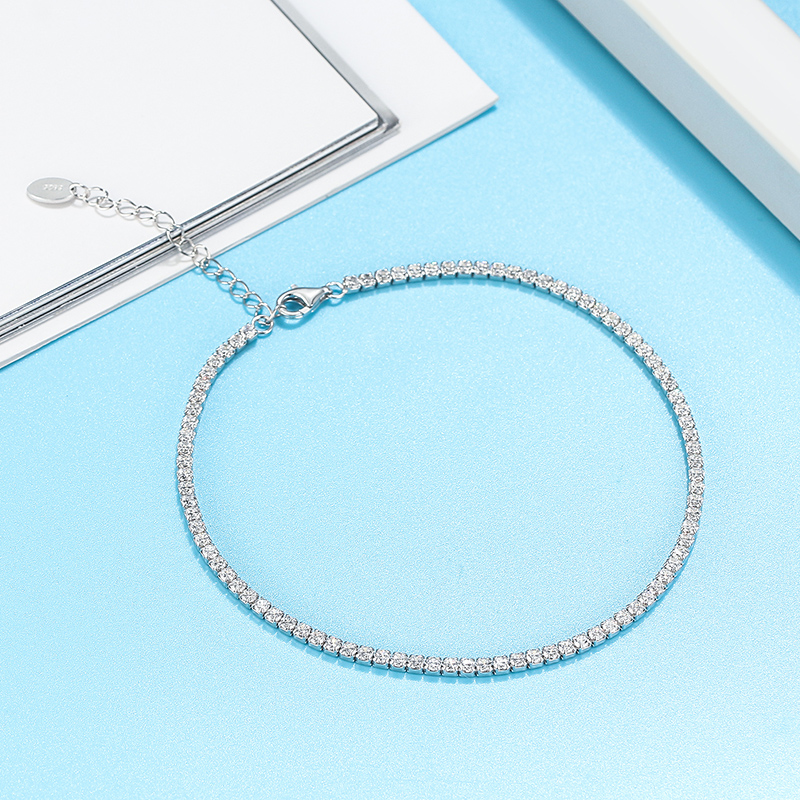 Diamond Brilliant Silver Anklet Bracelet