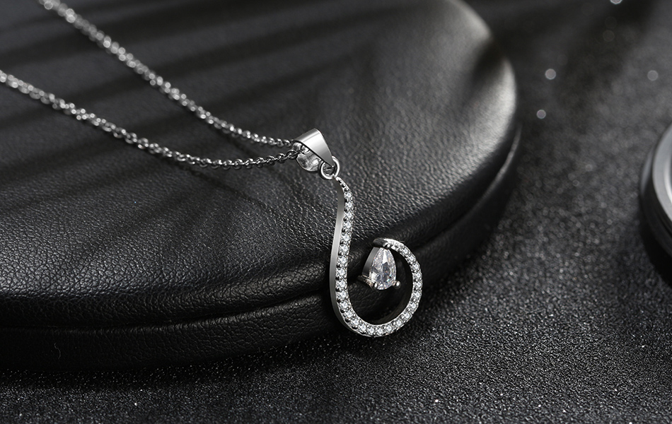 Pear Diamond CZ Silver Pendant