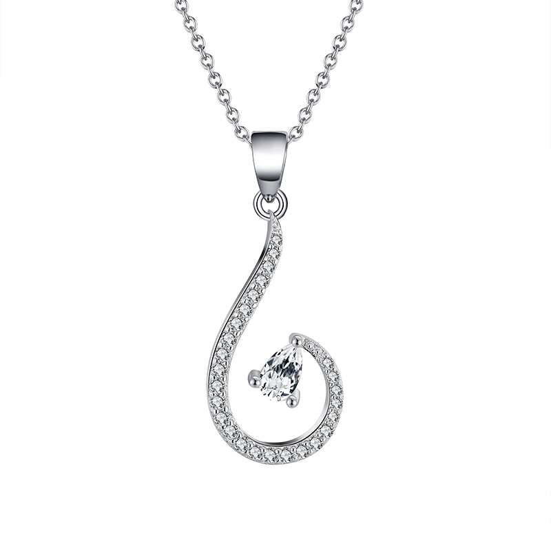 Pear Diamond CZ Silver Pendant