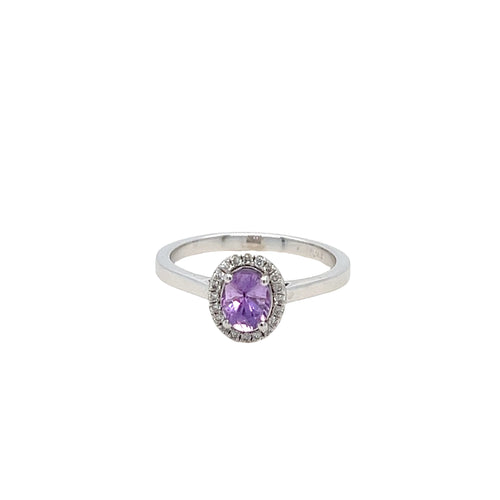 18k gold Oval purple sapphire & diamond ring