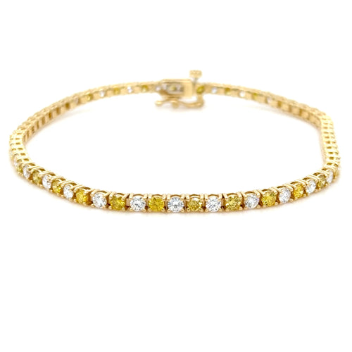 18k gold Yellow & white diamond tennis bracelet