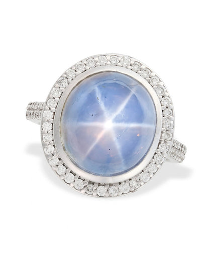 17.14ct Natural Unheated Ceylon Star Sapphire & Diamond Ring