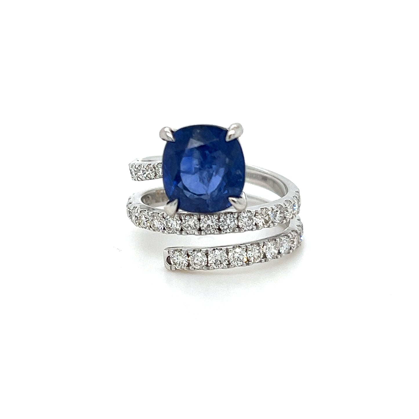 4.78 Ct Ceylon Sapphire & diamond Spiral ring