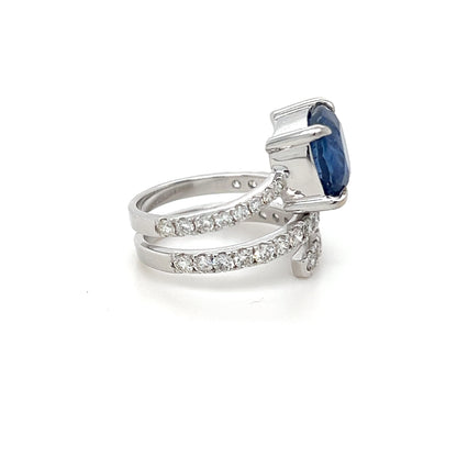 4.78 Ct Ceylon Sapphire & diamond Spiral ring