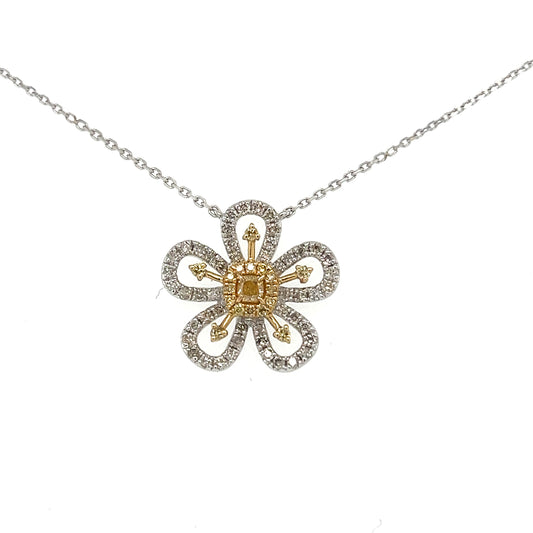 Natural Yellow Diamond Flower necklace