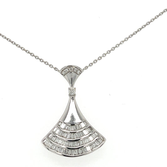 White Gold Fan Shape Diamond Necklace