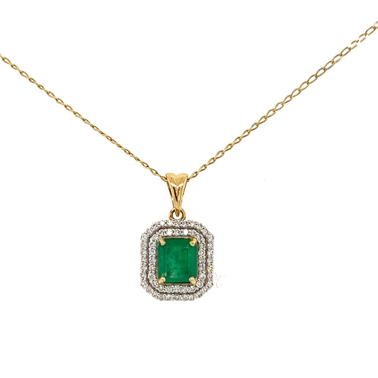 Yellow gold Colombian Emerald pendent