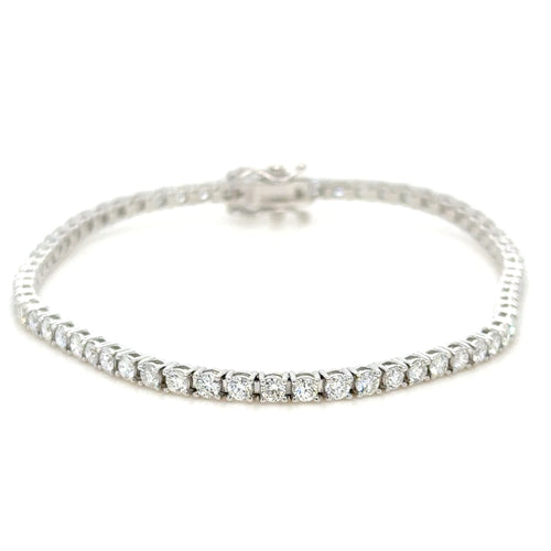 3.02 Carat Natural Diamond Tennis Bracelet 18K White Gold