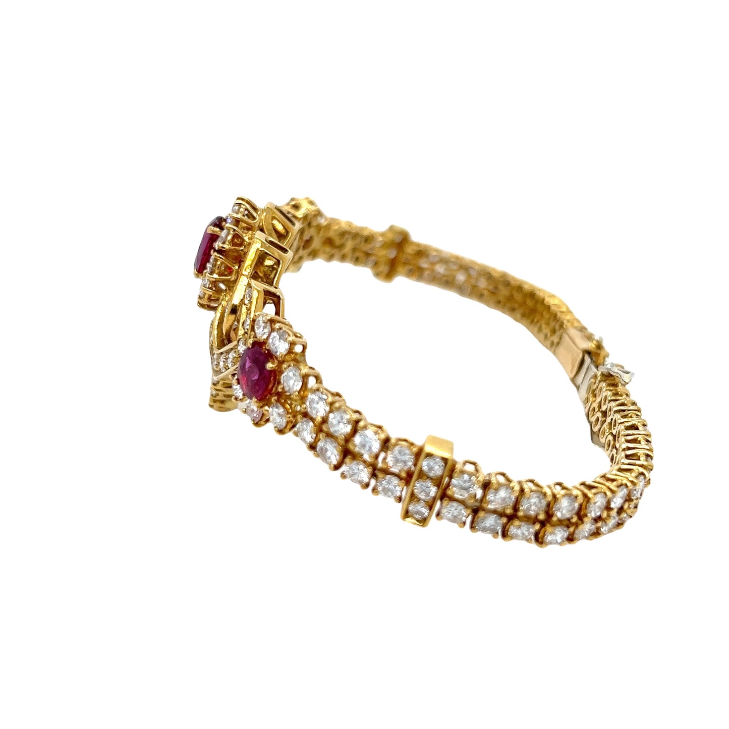 Cushion Ruby & Diamond Cluster tennis Bracelet