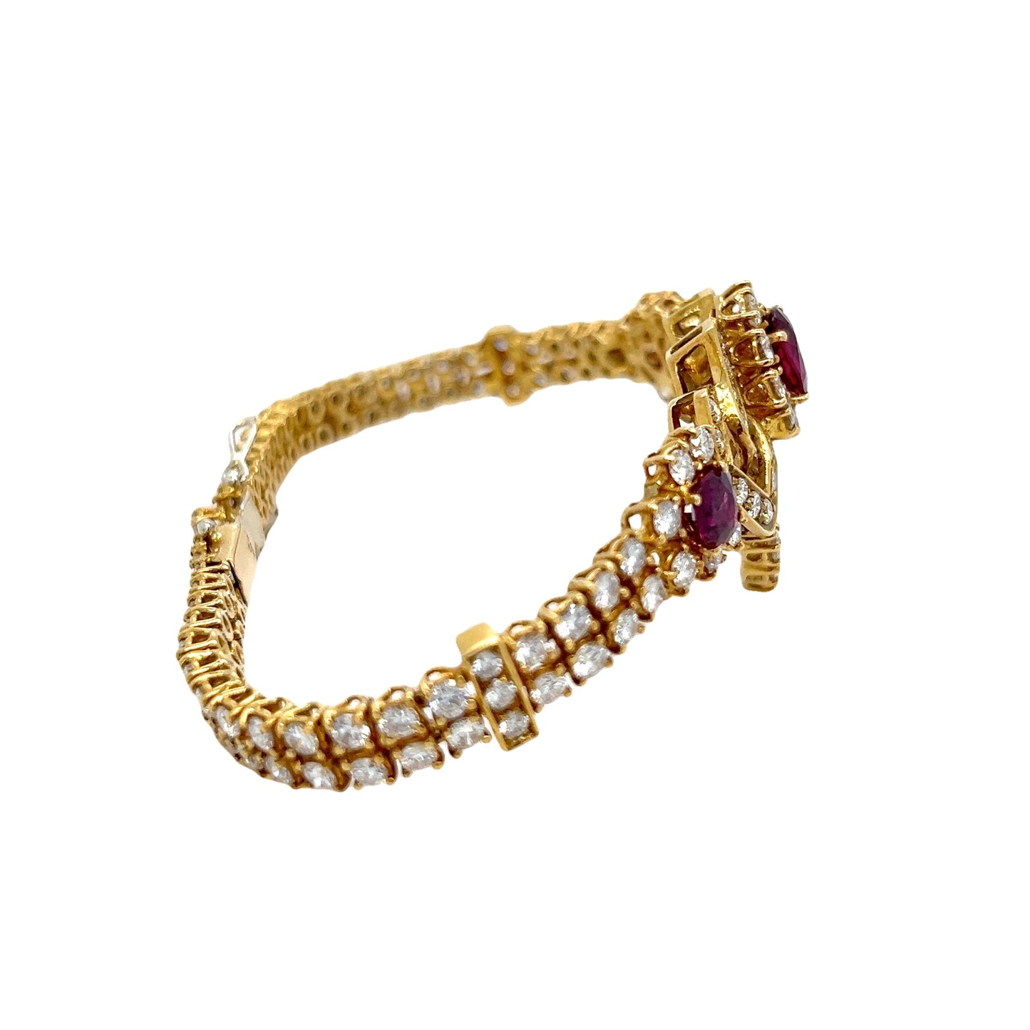 Cushion Ruby & Diamond Cluster tennis Bracelet