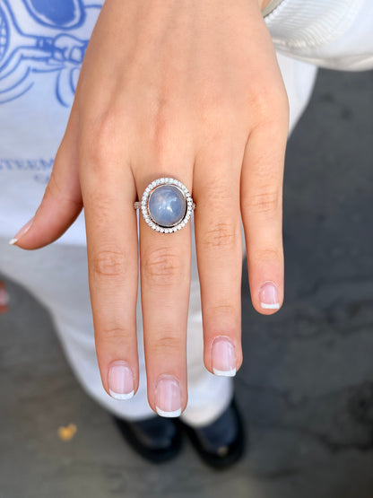 17.14ct Natural Unheated Ceylon Star Sapphire & Diamond Ring