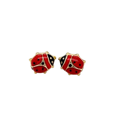 LadyBug Earrings 9K gold