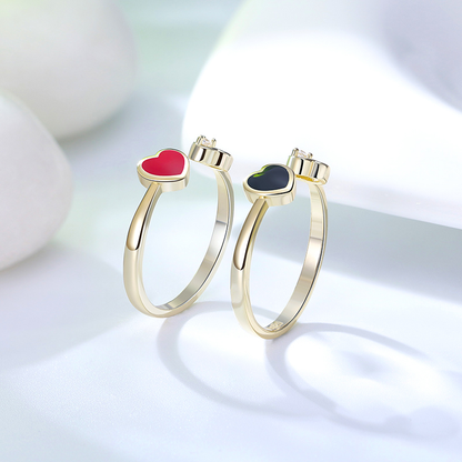 Black/Red happy heart Ring