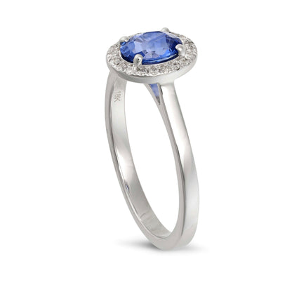 Oval shape Blue Sapphire & Diamond Ring