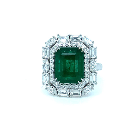 Emerald Diamond Ring 18K Gold