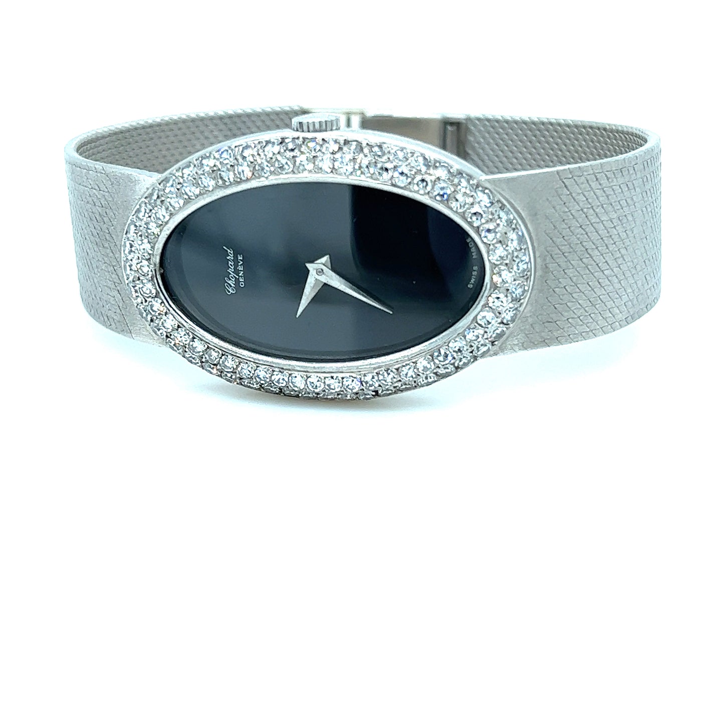 Chopard Ladies Diamond Wristwatch 18k White Gold Watch Retro Mid-Century