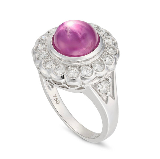 5.71 Carat Burma Star Ruby Ring 18K White Gold